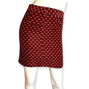 LOFT Red And Black  Checkard Mini Skirt Womens Size 0P